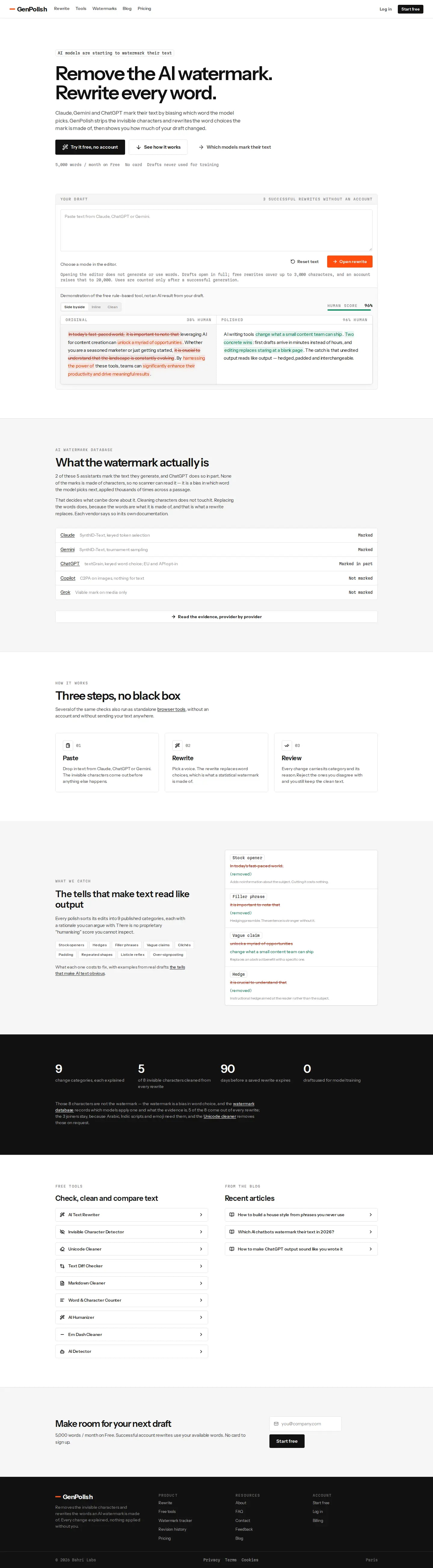 Capture de page d'accueil du site GenPolish, sur ordinateur