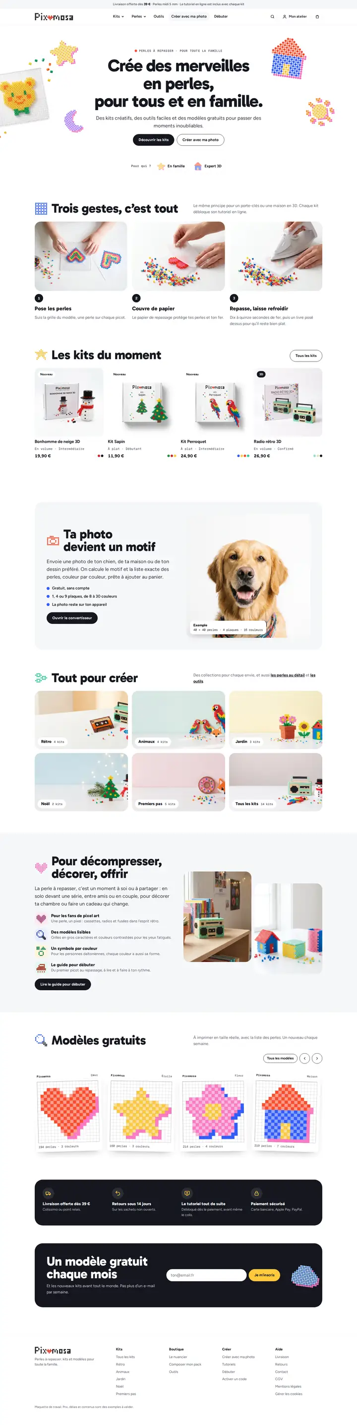 Capture de la page d'accueil du site Pixomosa
