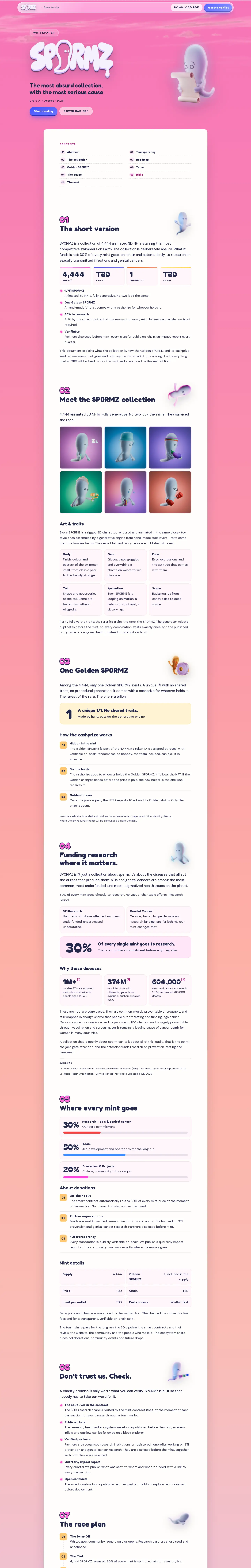 Capture de page du whitepaper du site Spormz, sur ordinateur